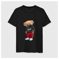 Мужская футболка хлопок Крутой медвежонок в спортивках