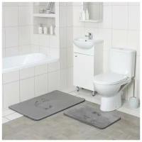 Набор ковриков для ванной и туалета SAVANNA Memory foam, 2 шт: 60х90 см, 40х60 см, цвет серый (1 шт