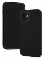 Чехол для iPhone 12/12 Pro Kruche Silicone Black, противоударный пластиковый кейс, защитный силиконовый бампер, софттач накладка с защитой камеры