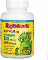 Natural Factors Big Friends Chewable Vitamin D3 таб. жев., 400 МЕ, 250 шт., ягодный