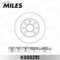 Диск тормозной CHEVROLET LANOS / AVEO / SPARK / ASTRA F / CORSA B / VECTRA A передний вент D=236мм K000251 MILES K000251