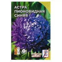 Набор семян цветов Астра пионовидная, синяя, 0, 2 г - 2 шт