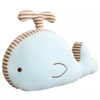 Плюшевый кит подушка (голубая)