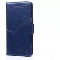 Чехол-книжка MyPads для LG G8 прошитый по контуру с необычным геометрическим швом синий