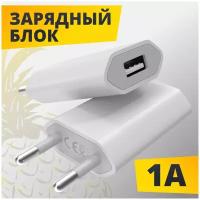 Зарядное устройство для телефона Apple и Android / Адаптер питания 5W / Зарядный USB блок питания 1А (Белый)
