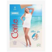 Колготки женские ультратонкие с открытым мыском Conte Summer Open Toe 8 den, без шортиков, LYCRA®, размер 3=M, цвет Natural=Телесный