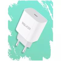 Сетевая зарядка для телефона WALKER WH-39, USB Type-C разъем, мощность 20W, быстрый заряд, черная / зарядное устройство для телефона, универсальная зарядка для iphone, блок питания, адаптер на айфон, сетевое для apple, зарядный блок для смартфона, для планшета, для ipad, зарядник для android, для xiaomi redmi, для huawei, для honor, вилка usb