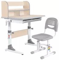 Комплект Anatomica Smart-10 Plus парта + стул + надстройка + выдвижной ящик клен/серый с серым стулом Lux-01