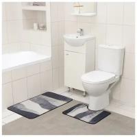 Набор ковриков для ванной и туалета Доляна «Вега», 2 шт: 50×80 см, 50×40 см