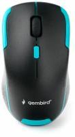 Мышь беспроводная Gembird MUSW-410, 1600DPI, чёрно-бирюзовый