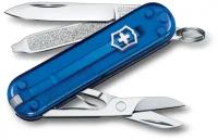 Нож швейцарский складной Victorinox «Classic SD Transparent Deep Ocean», 7 функций, длина клинка: 4.0 см 0.6223.T2G