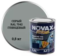 Грунт Эмаль 3в1 NOVAX GOODHIM серый RAL 7042 (глянцевая), 0,8 кг. 11455