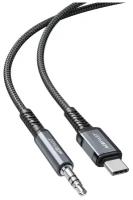 Аудиокабель Hoco ACEFAST C1-08 USB-C (male) to DC 3.5 (male) aluminum alloy audio cable, черный с серым
