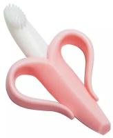 Зубные щётки Крошка Я Детская зубная щетка-массажер, прорезыватель «Банан», силикон, с ограничителем, от 3 мес., цвет розовый