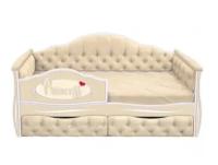 DarDav детская кровать Иллюзия, размер: 160*80см, ткань Velvet Lux 01, со стразами, c бортиком-ограничителем, с ящиками для белья