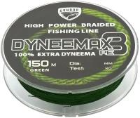 Шнур плетеный / плетенка Dyneemax 8 d-0,300 мм, L-150 м, цвет зеленый, разрывная нагрузка 29,00 кг