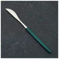Нож столовый из нержавеющей стали Magistro «Блинк», 22 см, на подвесе, цвет металла серебряный, зелёная ручка