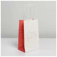 Пакет подарочный крафтовый «Сияй в Новом году», 12 × 21 × 9 см