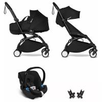 YOYO2 BABYZEN Коляска 3 в 1 с люлькой Bassinet, Black,Черная рама