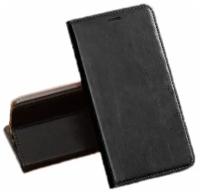 Чехол-книжка MyPads Premium для Samsung Galaxy A60 из качественной натуральной мраморной кожи буйвола прошитый элегантной прострочкой черный с ма