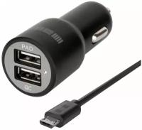 Автомобильное зарядное устройство Interstep 31397, 2xUSB, microUSB, 2.4A, черный [is-cc-micro2krt-000b201]