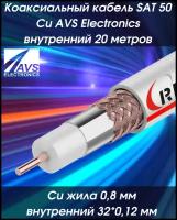 Коаксиальный телевизионный кабель SAT 50 Cu RIPO внутренний 20 метров 001-221003/20