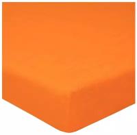 Простыня махровая на резинке АртПостель Однотонная, трикотаж, 120 х 200 x 20 см, оранжевый