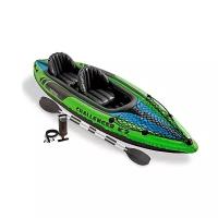 Лодка надувная INTEX CHALLENGER K2 KAYAK, 2 мест. + ручной насос, алюминиевые весла, сетка для аксессуаров