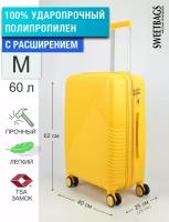 Чемодан, 60 л, размер M, желтый