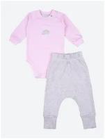 Комплект одежды LEO для девочек, брюки и боди, нарядный стиль, подарочная упаковка, застежка под подгузник, манжеты, размер 86, мультиколор