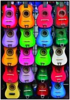 Пазлы для детей с фигурными деталями Цветные гитары Детская Логика