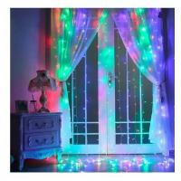 Гирлянда штора, гирлянда штора на окно, гирлянда занавес светодиодная, 2 x 2 м, разноцветная, соединяемая, электрическая, 240 светодиодов / Christmas Light