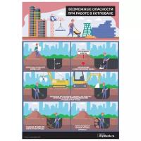 Плакат Возможные опасности при работе в котловане, 1 лист А2