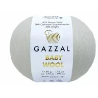 Пряжа Gazzal Baby Wool (40% Мериносовая шерсть, 20% Кашемир ПА, 40% Акрил) 50 г 175 м, 801 белый, 1 моток