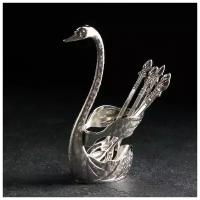 Magistro Набор ложек на подставке Swan, 7,5×5×15 см, 6 шт, цвет серебро