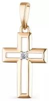 Подвеска крест из красного золота c бриллиантом алькор