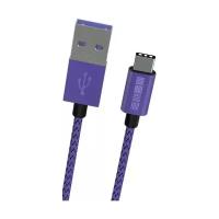 Кабель INTERSTEP USB - Type-C Nylon 1m Ultra Violet (58530)
