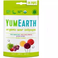 Органические леденцы на палочке YumEarth Organic Sour Lollipops ассорти