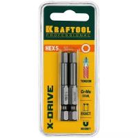 Торсионные кованые биты KRAFTOOL X-Drive HEX5 50 мм 2 шт. 26127-5-50-2