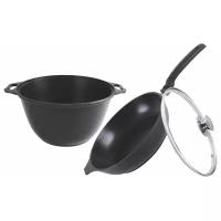 KUKMARA Набор кухонной посуды «Традиция №10», крышка, антипригарное покрытие, цвет чёрный