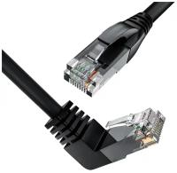 Патч-корд верхний угол UTP cat.6 10 Гбит/с RJ45 LAN компьютерный кабель для интернета контакты 24 GOLD (GCR-LNC607U), черный, 3.0м