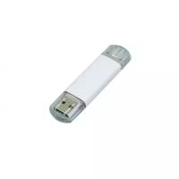 Металлическая флешка OTG для нанесения логотипа (64 Гб / GB USB 2.0/microUSB Белый/White OTG 001 для андроида доступна оптом и в розницу)