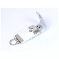 Кожаная флешка брелок для нанесения логотипа (4 Гб / GB USB 2.0 Белый/White 209 Flash drive)