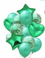 Набор воздушных шариков/ Воздушные шарики с конфетти/ Праздничный набор шаров/ Шарики для праздника/Зеленый