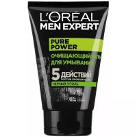 L'Oreal Paris Очищающий Гель для умывания Men Expert 5 действий против проблем кожи с черным углем, 100 мл