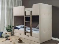 Двухъярусная мягкая кровать, BALU SOFT 90x200, детская кровать, кровать для подростков, два яруса, велюр