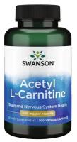 Ацетил L-Карнитин Swanson Acetyl L-Carnitine 500мг, 100 капсул / Жиросжигатель для похудения