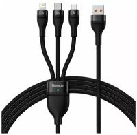 Кабель передачи данных / быстрой зарядки / Data Cable USB to M+L+C 100W 1.2m Black CASS030001