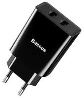 Сетевое зарядное устройство Baseus, 2 USB, 2 A, черный