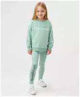 Леггинсы хлопковые зеленые Button Blue, для девочек, размер 98, мод 123BBGB13014800